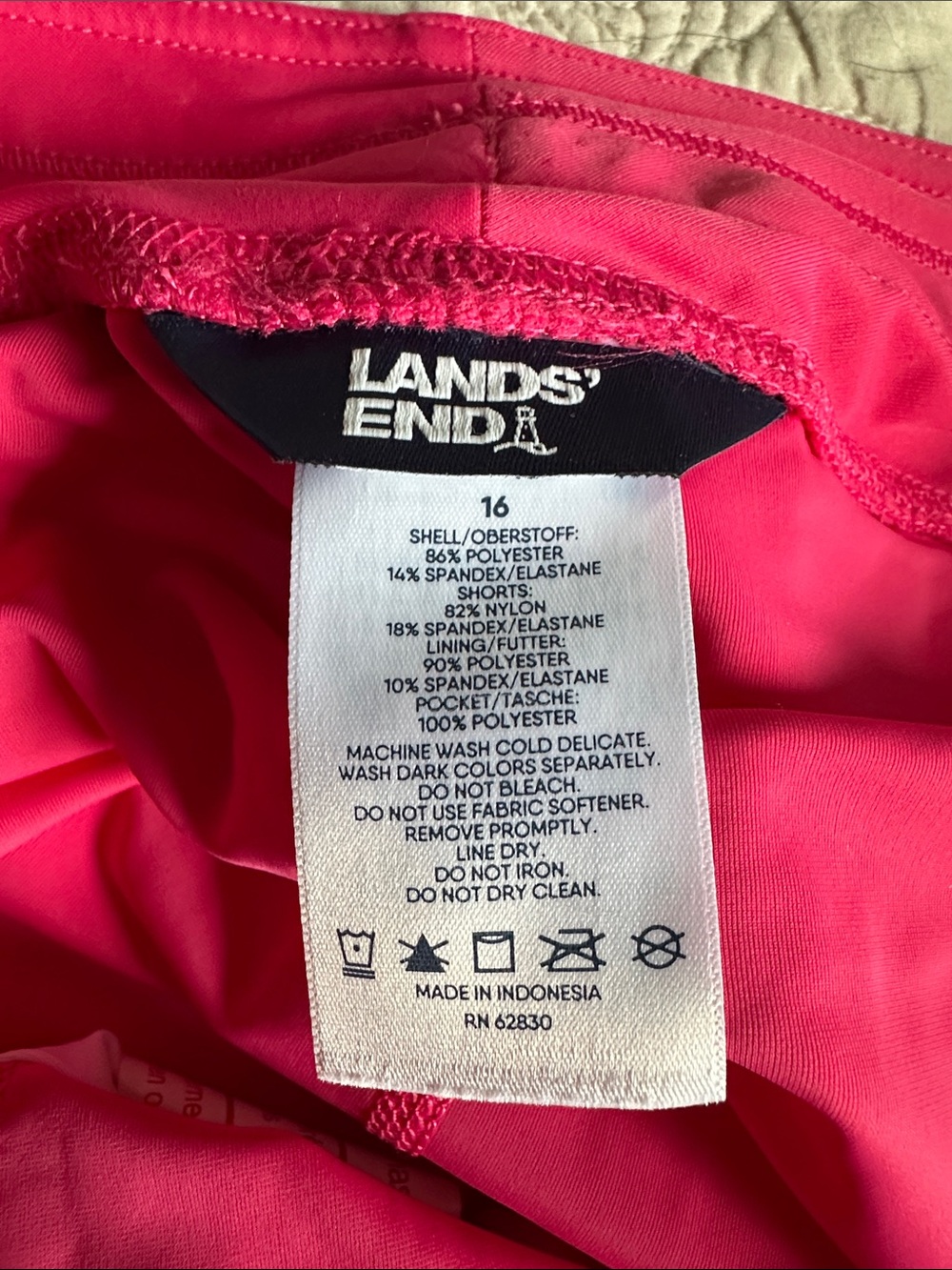 Lands' End Hot Pink swim skort with Side Pockets - Picture 4 of 7